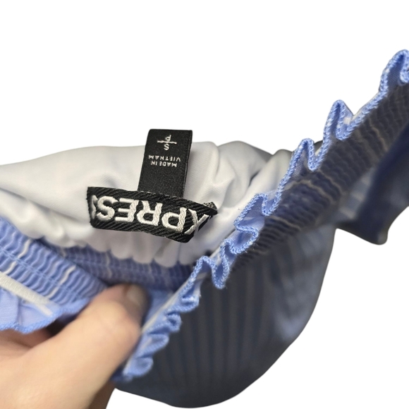 Express Blue Strip Off the Shoulder Tie Dress S/P - Picture 6 of 7